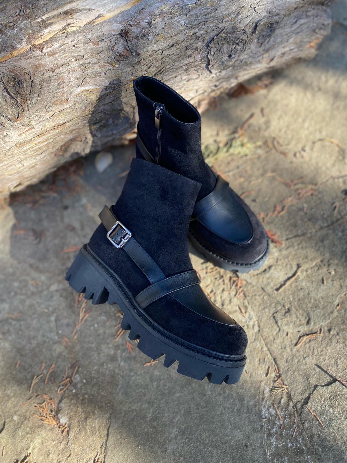 Moda olan Cilt Süet Malzeme Tokalı Yüksek Taban Kadın Bot